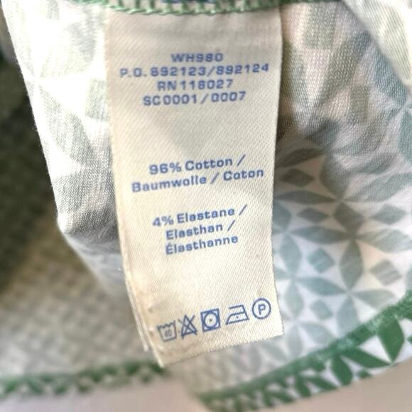 Boden Women's Dress Green/White Geometric Print Cap Sleeve V Neck Size 8Long - Picture 7 of 9